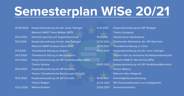 Semesterplan Wintersemester 2020/21